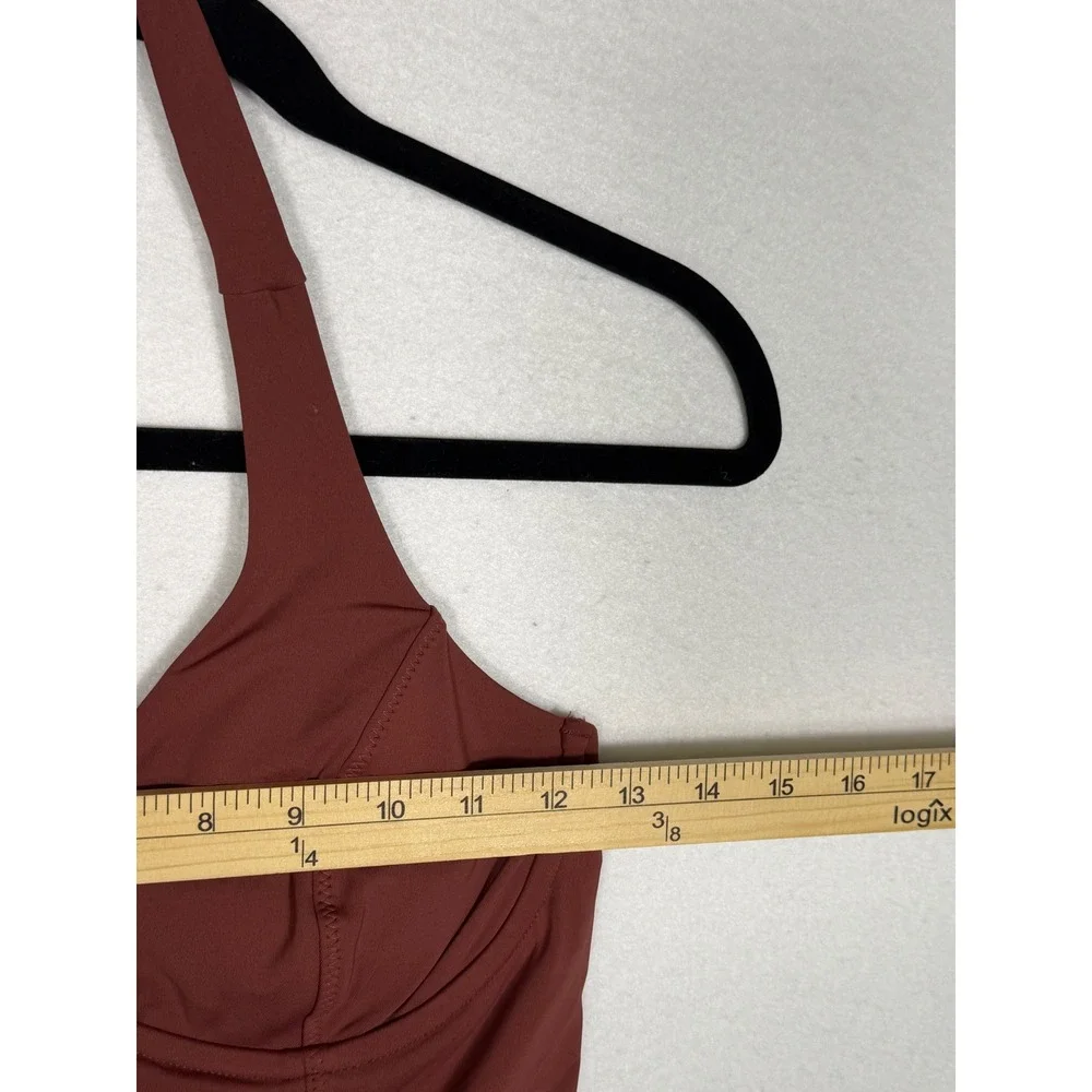 Athleta‎ Sculpted Halter Tankini Top Womens 32D/DDT Brown Underwire Swim NEW